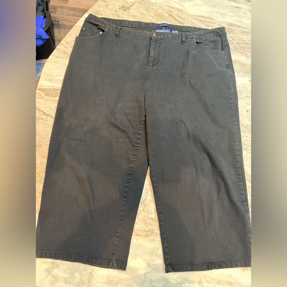 Bill Blass Jeans Woman Black Stretch Denim 24W Plus Size Cropped Straight Leg